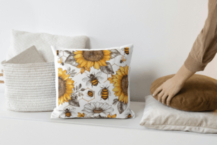 Sunflower & Honey Bee Digital Paper Graphic by Nam Tiwa · Creative Fabrica