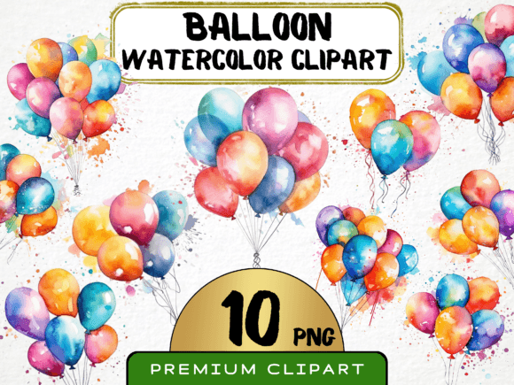Watercolor Colorful Balloon Clipart 10