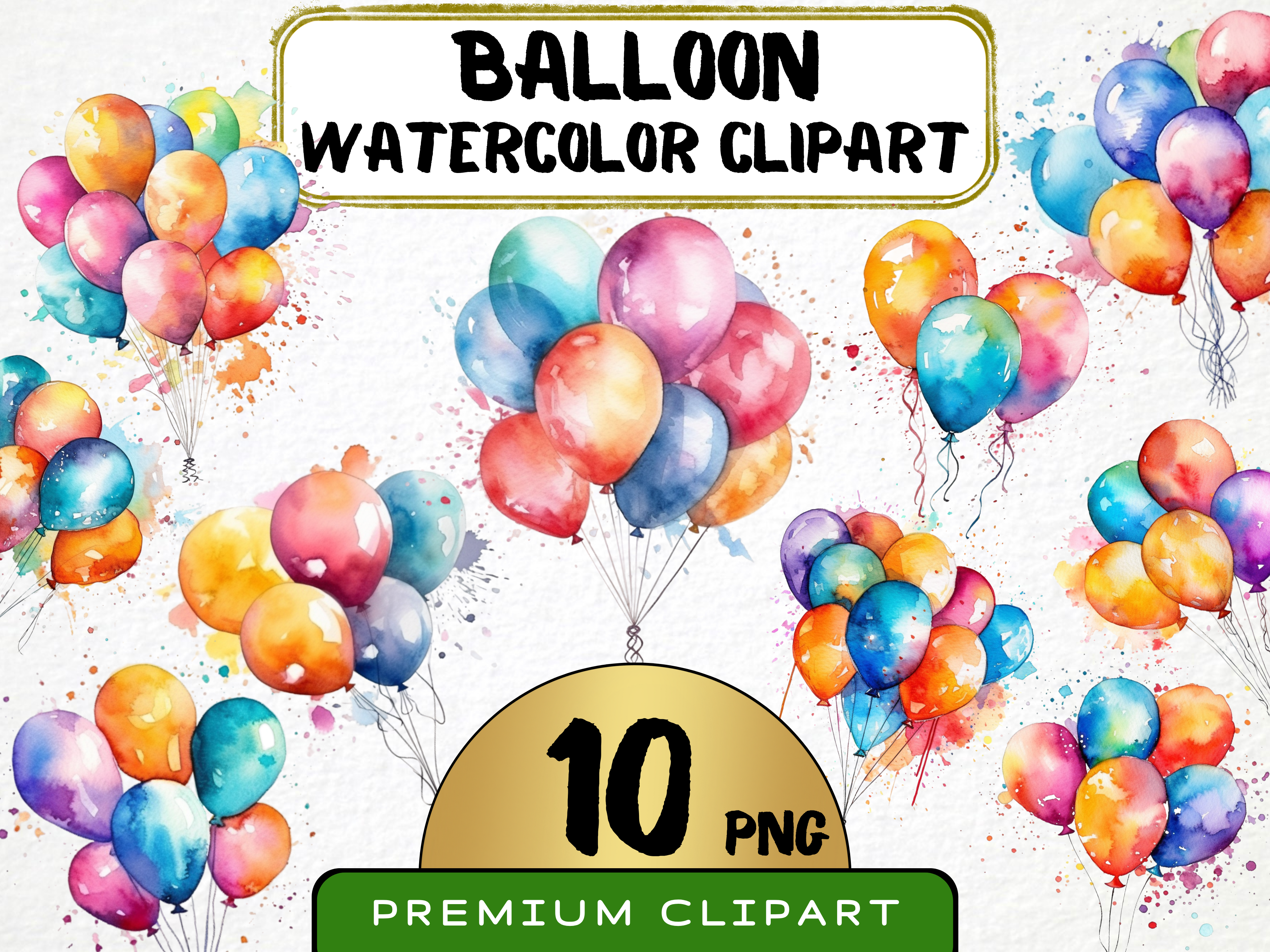 Watercolor Colorful Balloon Clipart 10