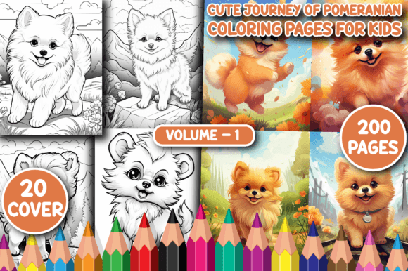 200 Cute Journey Pomeranian Colori Pages