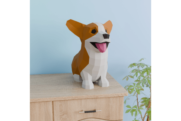 3D papercraft corgi SVG for Cricut Maker cardstock box insert and gift decoration