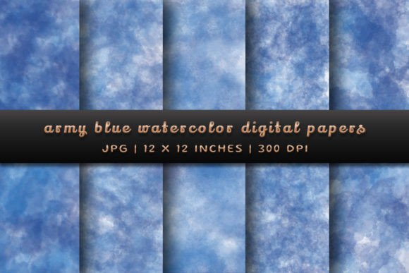 Army Blue Watercolor Digital Papers Gráfico Planos de Fundo Por Pugazh Logan