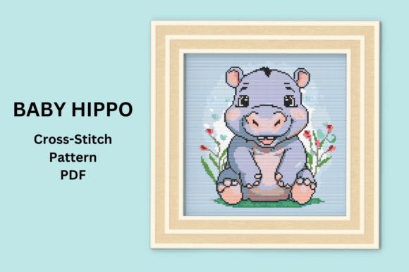 Baby Hippo Cross Stitch Pattern