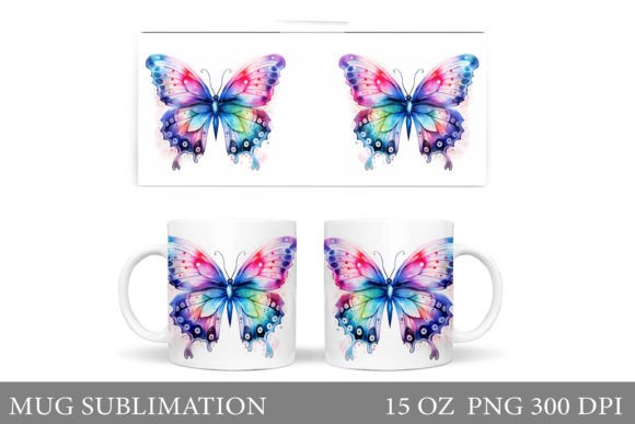 Butterfly Mug Wrap Design Graphics