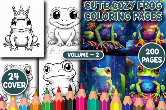 200 Cute Cozy Frog Coloring Pages V - 2