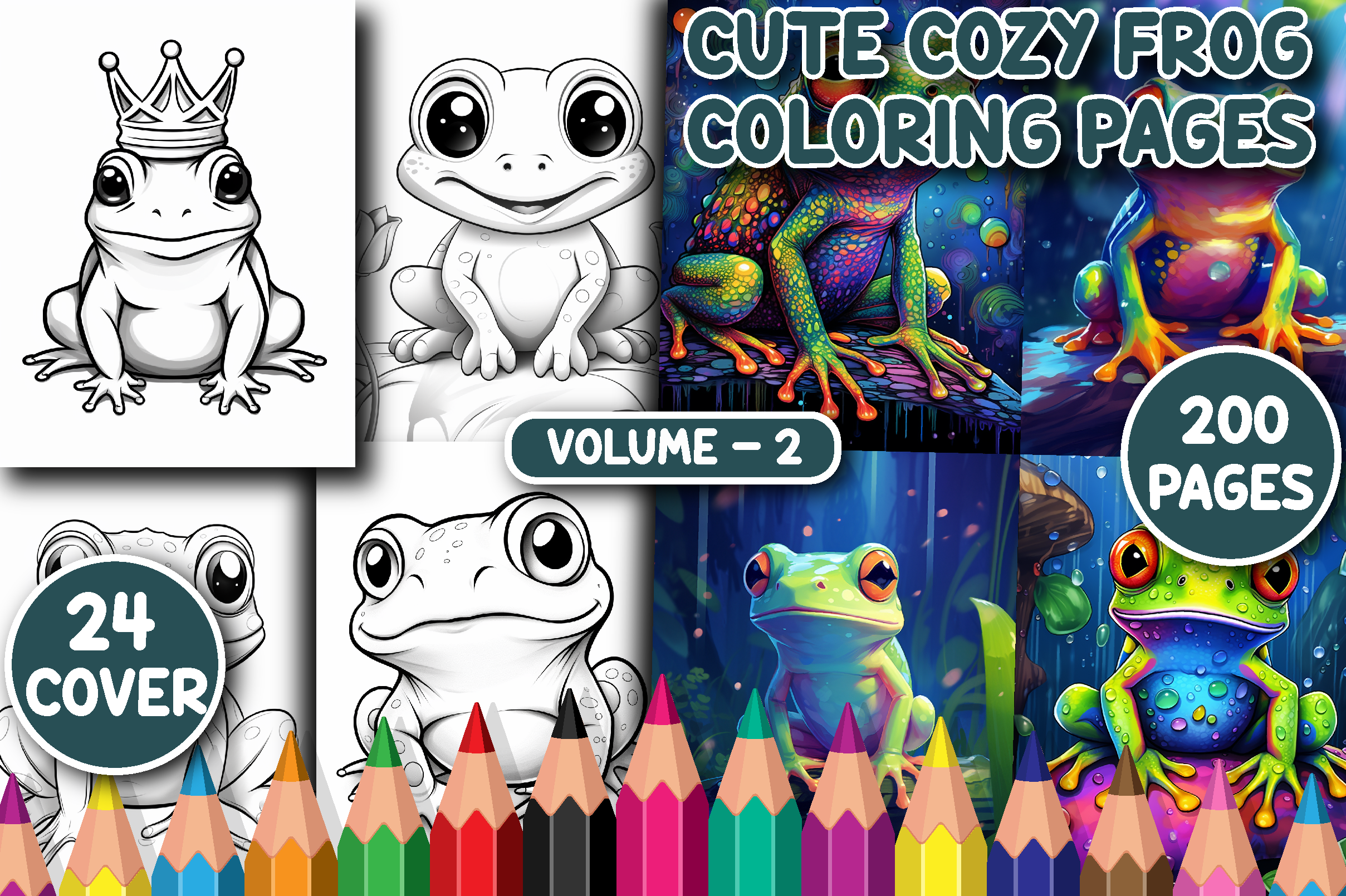 200 Cute Cozy Frog Coloring Pages V - 2
