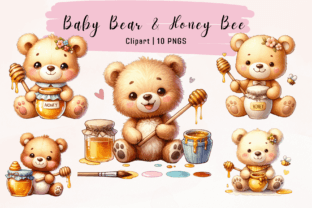 Baby Bear and Honey Bee Clipart Graphic by Skye Design · Creative Fabrica