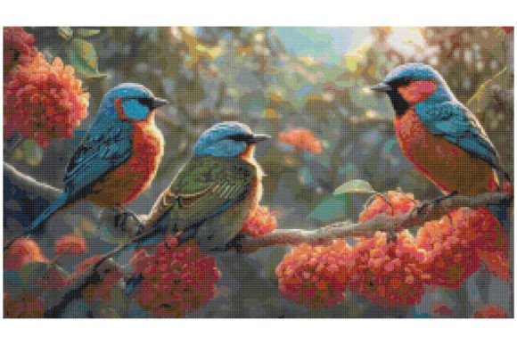 Birds Flowers Counted Cross Stitch PDF