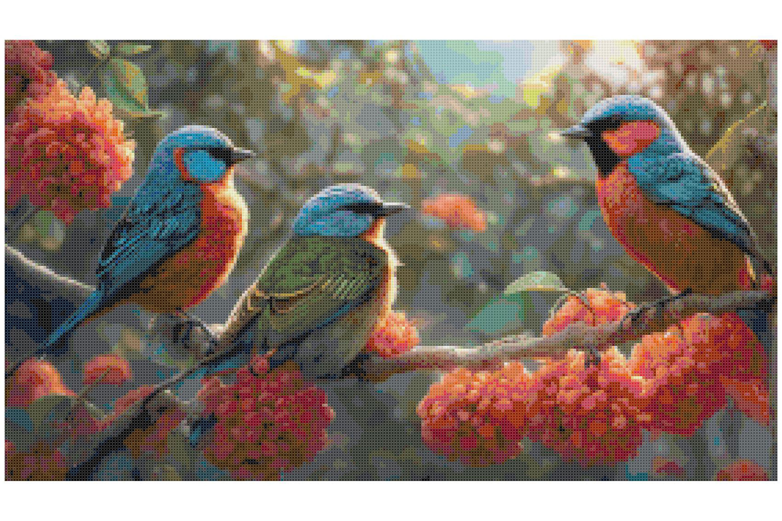 Birds Flowers Counted Cross Stitch PDF