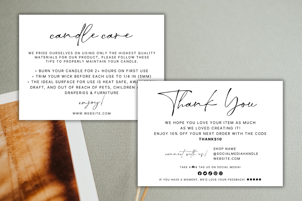 Editable Candle Care Card Template