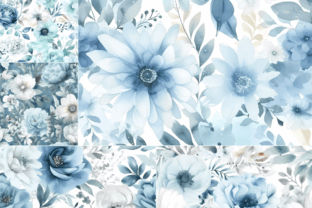 Pastel Blue & White Floral Pattern Graphic by daphnekstudio · Creative ...
