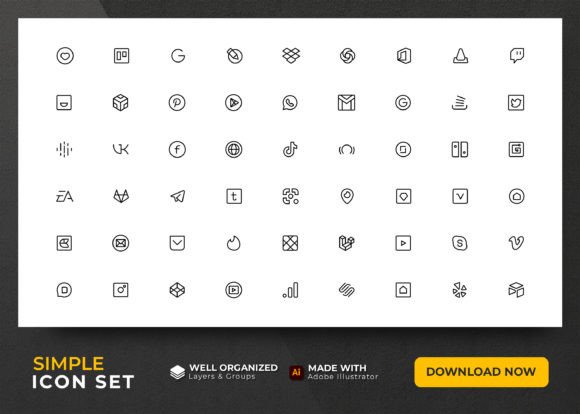 25 Vector Basic Element Line Icon Set Graphic by Graphixs Art ...