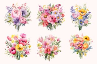 Spring Flowers Watercolor Clipart Bundle Graphic by AuroraCrafts ...
