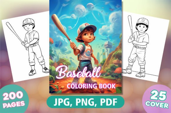 200 Baseball Coloring Pages for Kids Kdp