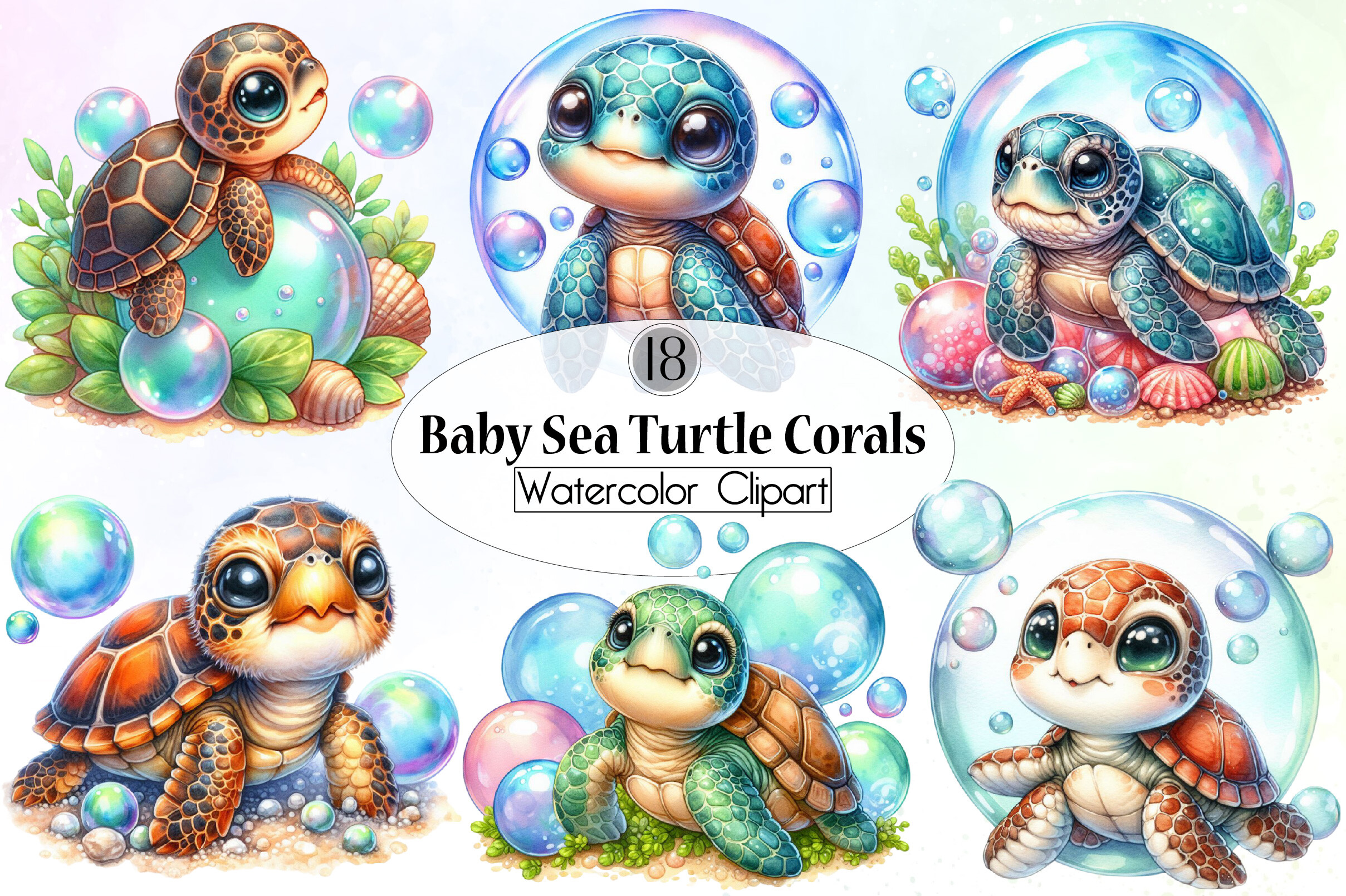 Baby Sea Turtle Corals Sublimation