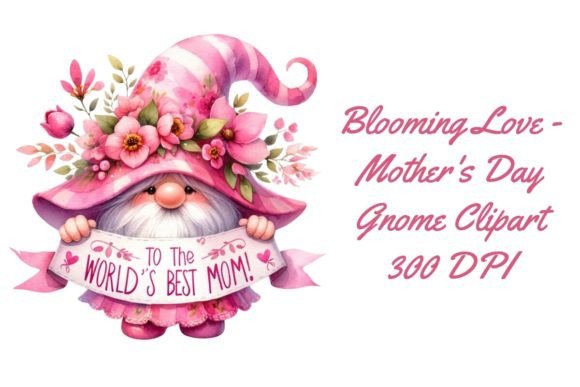 Blooming Love Mother's Day Gnome Clipart