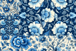 Blue & White Floral Pattern Graphic by daphnekstudio · Creative Fabrica