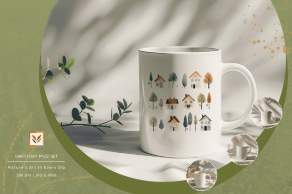 Botanical Impressions: Earth Day Mug Set Graphic Mugs & Cups By stylity