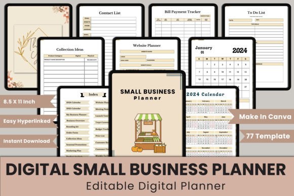 Hyperlinked Small Business Planner Canva