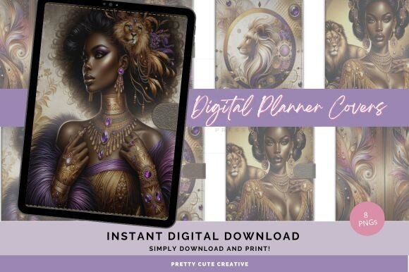 Melanin Queen Digital Planner Cover Set digital planner cover