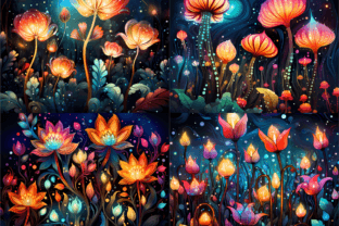 Neon Fantasy Flowers Digital Paper Graphic by daphnekstudio · Creative ...