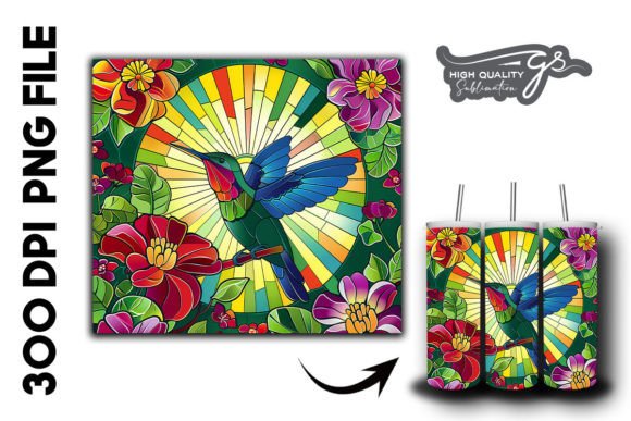 Stain Glass Hummingbird Tumbler Wrap 40
