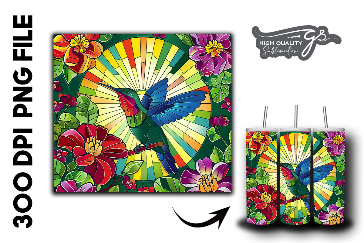 Stain Glass Hummingbird Tumbler Wrap 40
