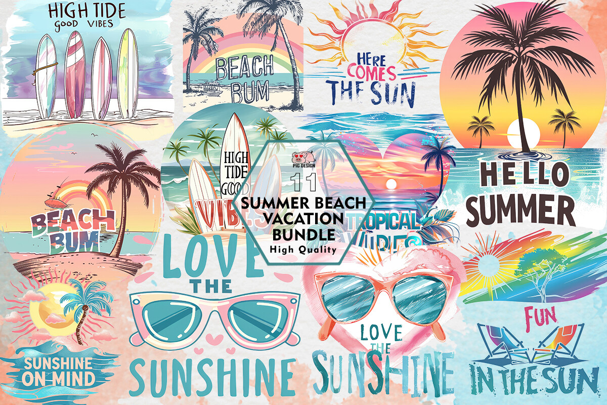 Summer Beach Vacation Clipart PNG Graphic by PIG.design · Creative Fabrica