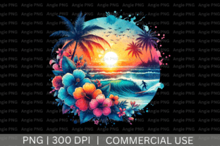 Summer Tropical Beach Sunset PNG Clipart Graphic by angela39503 ...