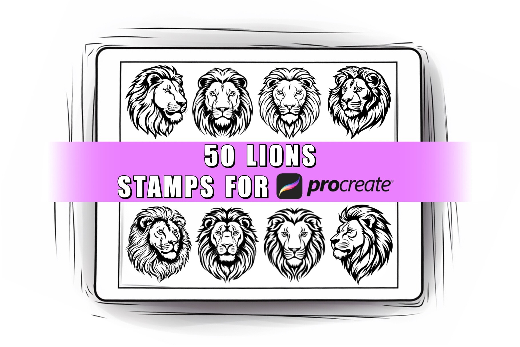 50 Lion Procreate Stamps Brushes Graphic by ProcreateSale · Creative ...