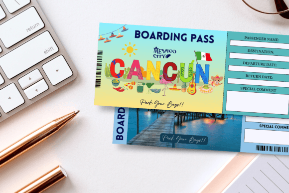 Editable CANCUN Surprise Trip Gift Ticket