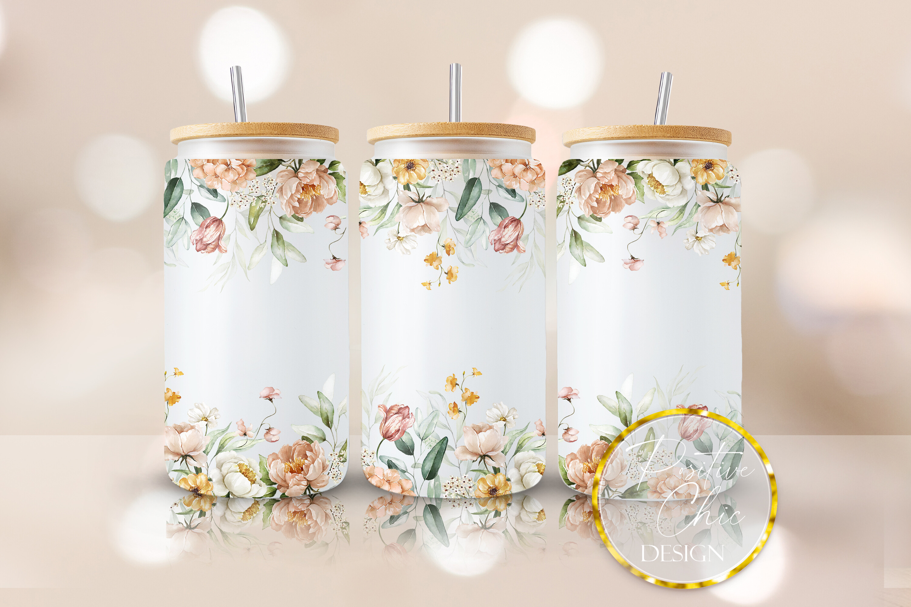 Flowers Libbey Glass Can Wrap Floral PNG Graphic by PositiveChic ...