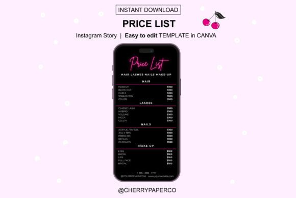 Price List Flyer, Canva Template
