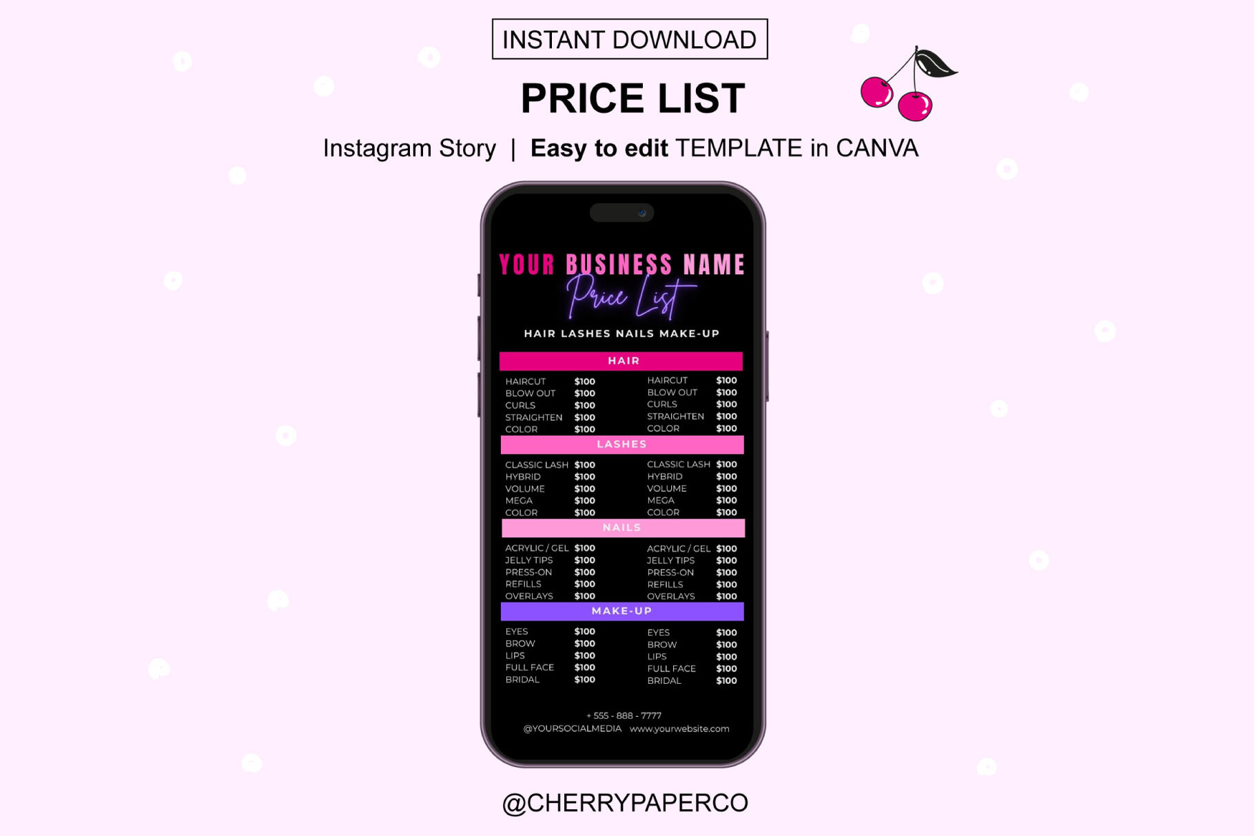 Price List Flyer, Canva Template