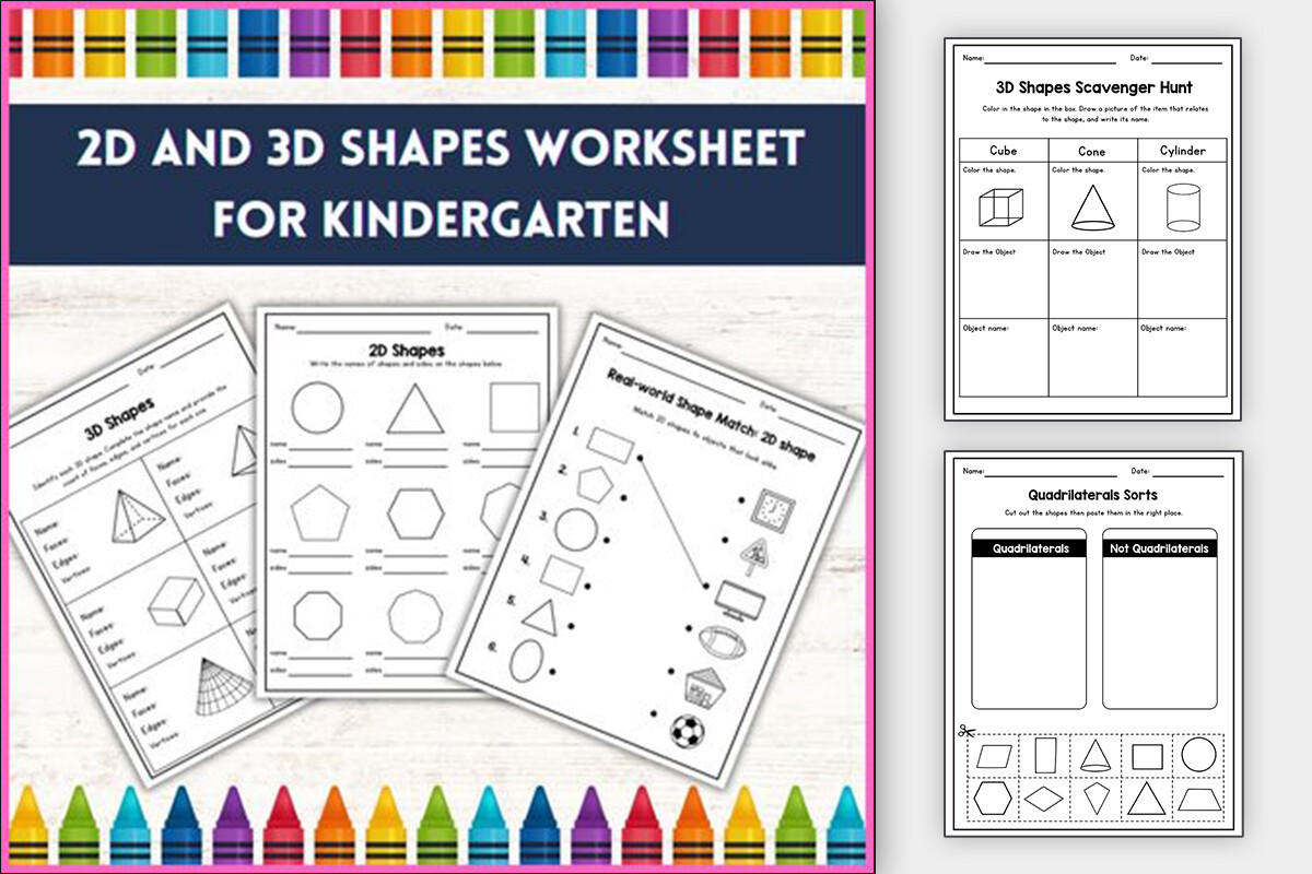 2D and 3D Shapes Worksheet Activities