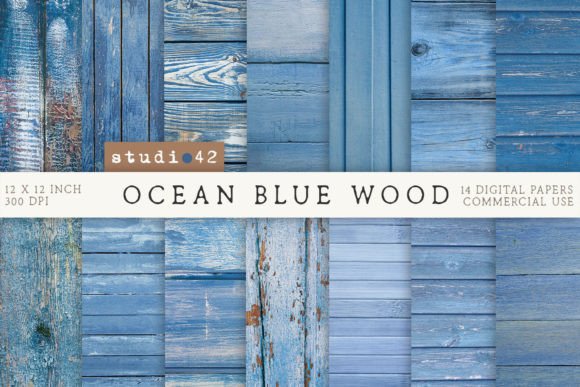 Blue Wood Background Digital Papers
