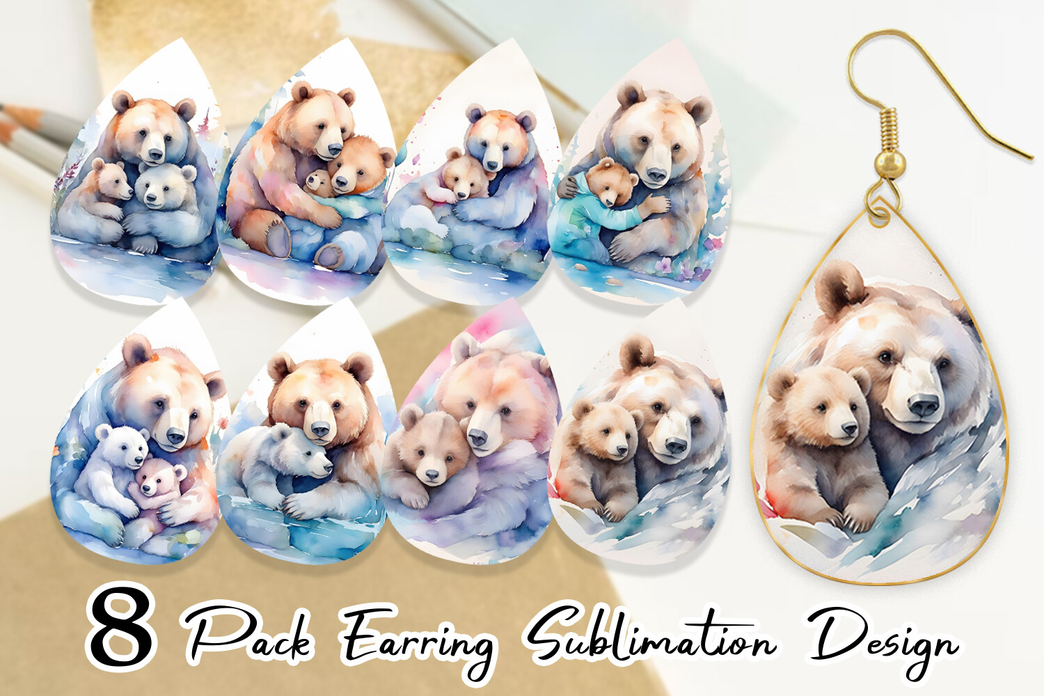 Earring Mothers Day Bear Graphic by Artnoy · Creative Fabrica