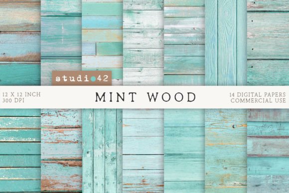 Mint Wood Background Digital Papers