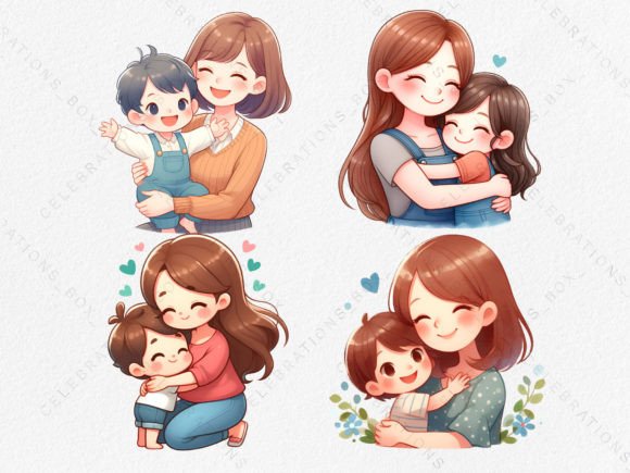 Watercolor Mother's Day Mom and Baby PNG