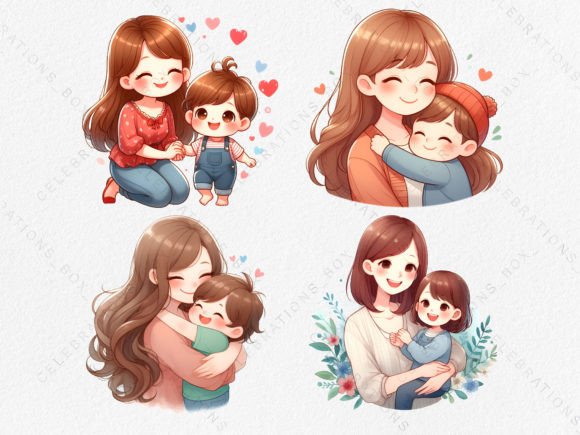 Watercolor Mother's Day Mom and Baby PNG