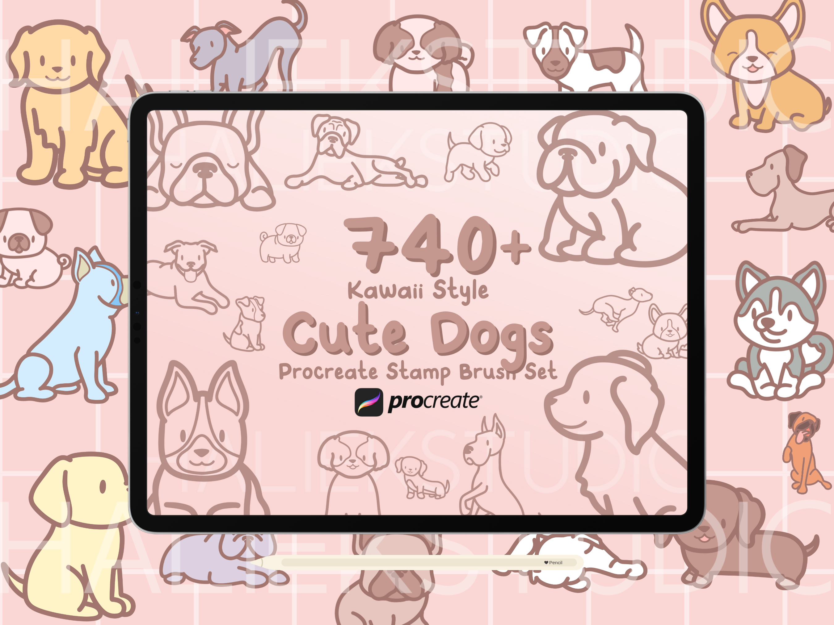 740+ Procreate Kawaii Dog Stamp Brushes Graphic by HalieKStudio ...
