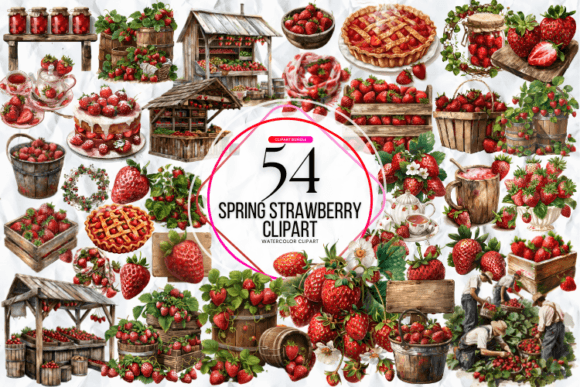 Spring Strawberry Clipart Graphic by Markicha Art · Creative Fabrica