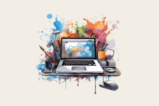 Watercolour Computer Watercolor Computer Clipart Graphic by Abdel designer · Creative Fabrica