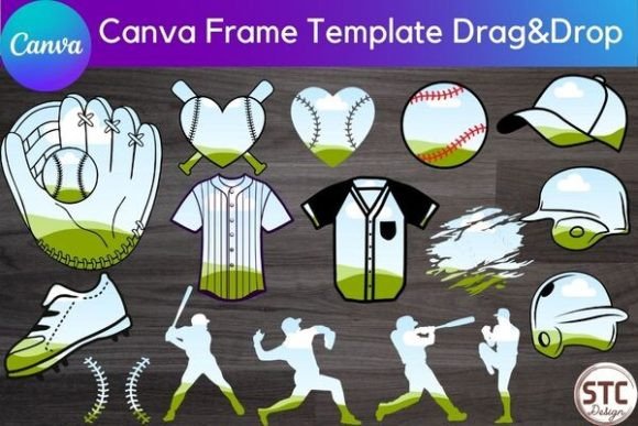 16 Baseball Canva Frame Template Bundle