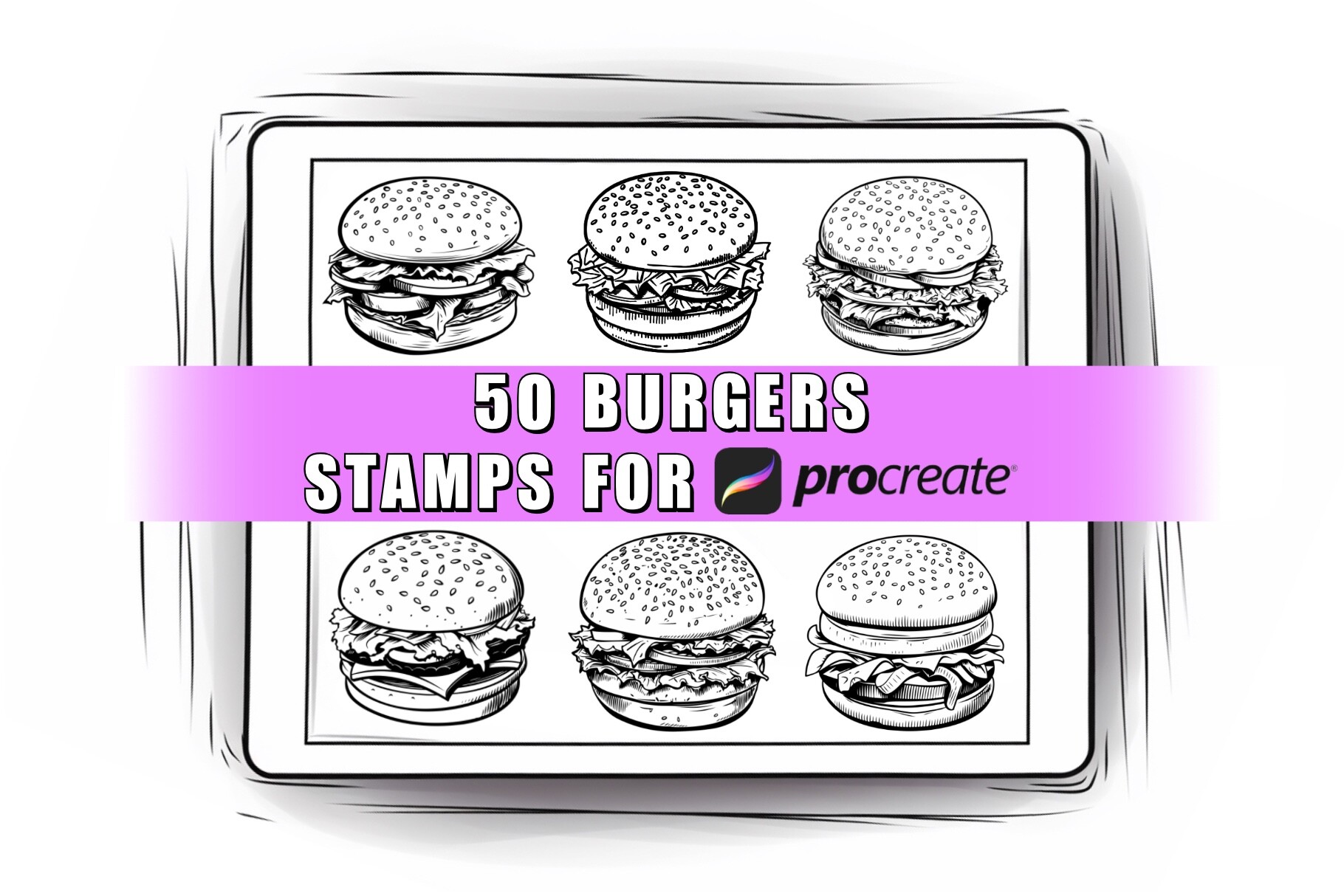 50 Burger Procreate Stamps Brush Graphic by ProcreateSale · Creative ...