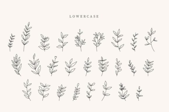 Flowers Leaves Font PNG with transparent background - Preview 2