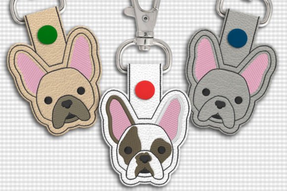 French Bulldog Face ITH Key Fob Applique