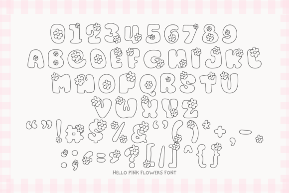 Hello Pink Flowers Font PNG with transparent background - Preview 1