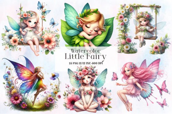 Little Fairy Clipart Bundle Graphic by WatercolorArtist · Creative Fabrica