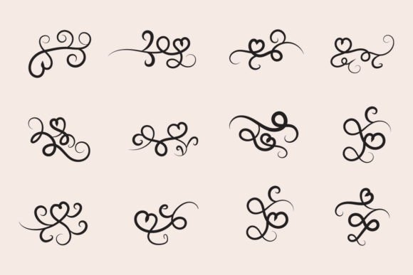 Mother's Day Hearts Swirls Flourish Svg